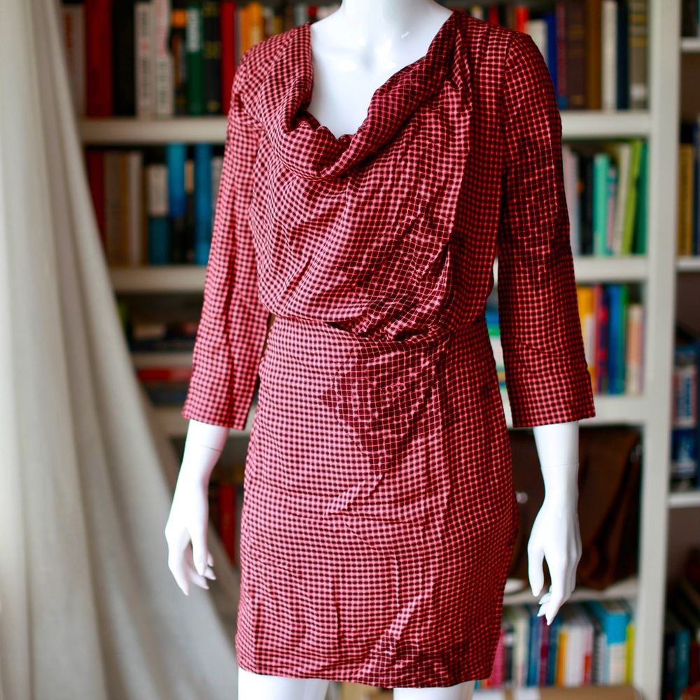 *HP* VIVIENNE WESTWOOD RED LABEL Red & Black Plaid Floral Mandala Dress 42